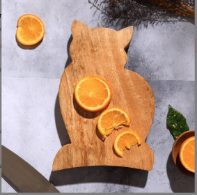 Cat Serving & Chopping Board (Option: Natural Wood)